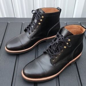 J. CREW Black Leather Cap Toe Men's Boots Size 10.5 US​